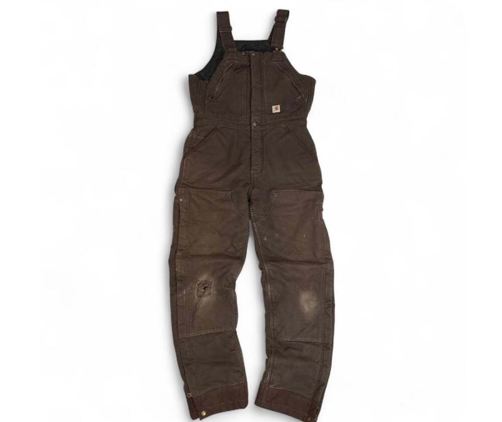 Carhartt Womens Quilted Insulated Duck Bib Overalls Brown Workwear